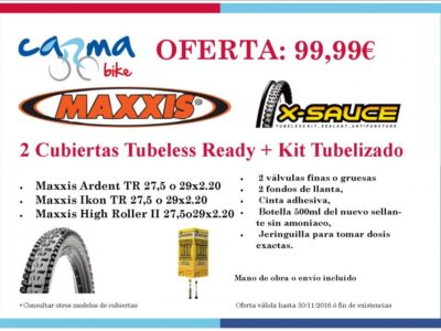 Juego Cubiertas Maxxis Tubeless Ready + Kit Tubelizado