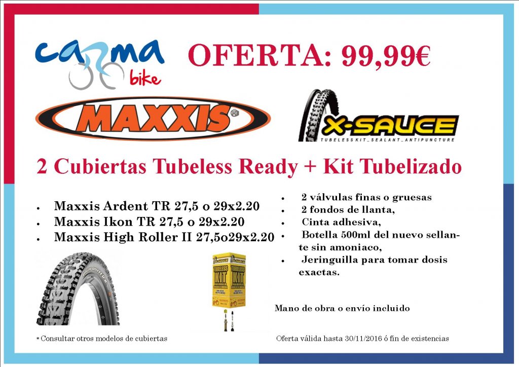 Juego Cubiertas Maxxis Tubeless Ready + Kit Tubelizado