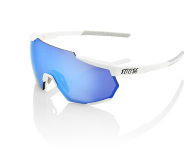 GAFAS 100 PERCENT RACETRAP MATTE WHITTE HIPER BLUE MULTILAYER MIRROR LENS