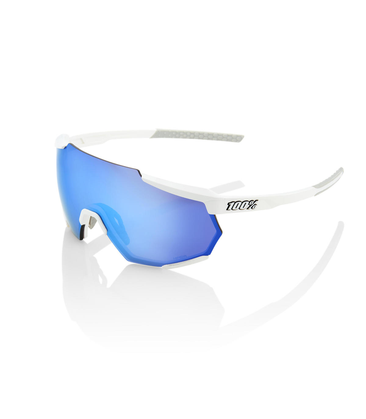 GAFAS 100 PERCENT RACETRAP MATTE WHITTE HIPER BLUE MULTILAYER MIRROR LENS