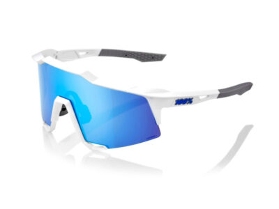 Gafas 100% Speedcraft blanco mate con lentes HiPER Blue Multilayer Mirror